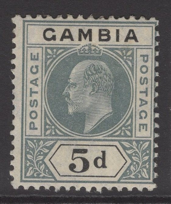 GAMBIA SG63 1905 5d GREY & BLACK MTD MINT