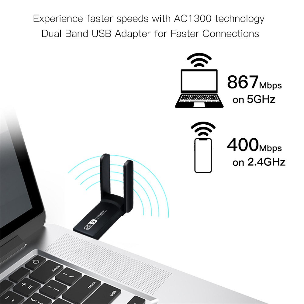 USB WiFi Bluetooth Adapter 2.4G/5G Network Adapter for Desktop PC Bluetooth Card