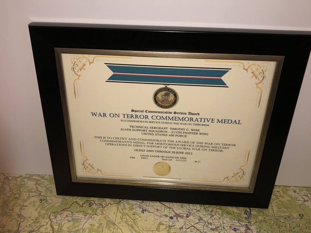 SCSA - WAR ON TERROR COMMEMORATIVE MEDAL CERTIFICATE ~ Type 1