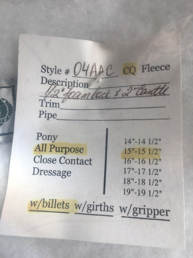 Wilkers  All Purpose Saddle Pad 04AAC 15-15.5 NWT