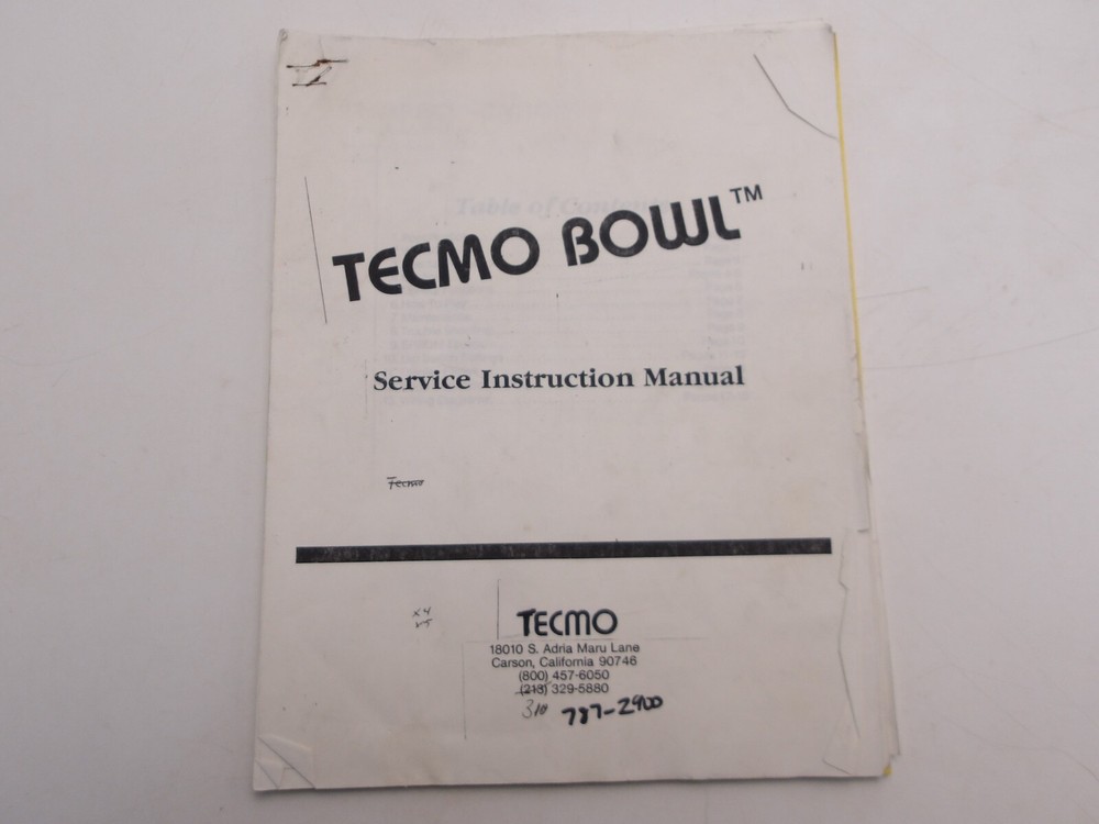 Tecmo- Tecmo Bowl- Service Instruction Manual