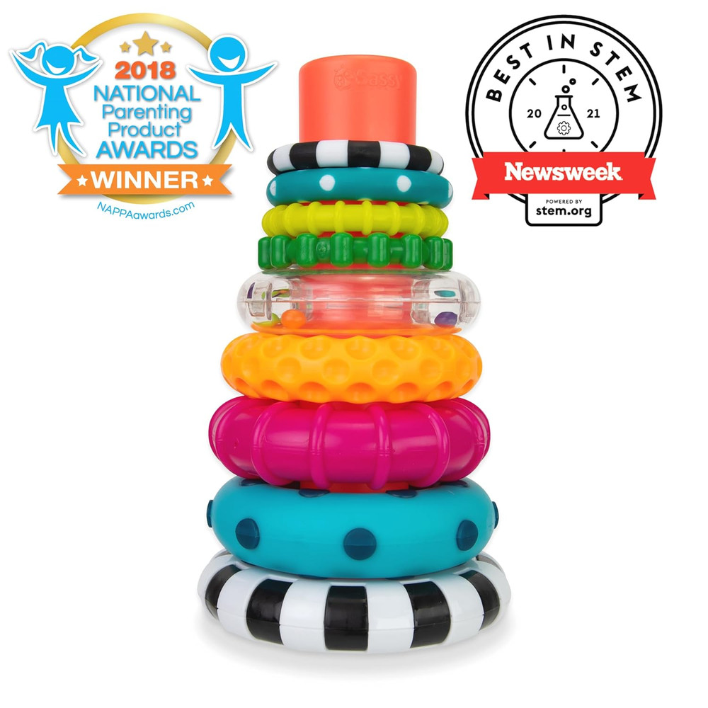 Stacks of Circles Stacking Ring STEM Learning Toy, Age 6+ Months, Multi, 9 Piece