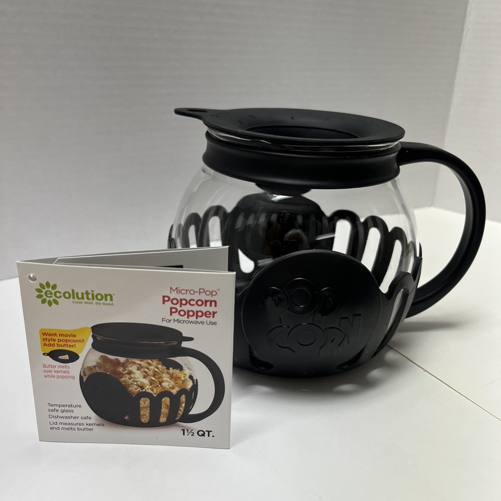 Micro-Pop Popcorn Popper 1.5 Quart with Lid for Microwave Use by Ecolution NWT