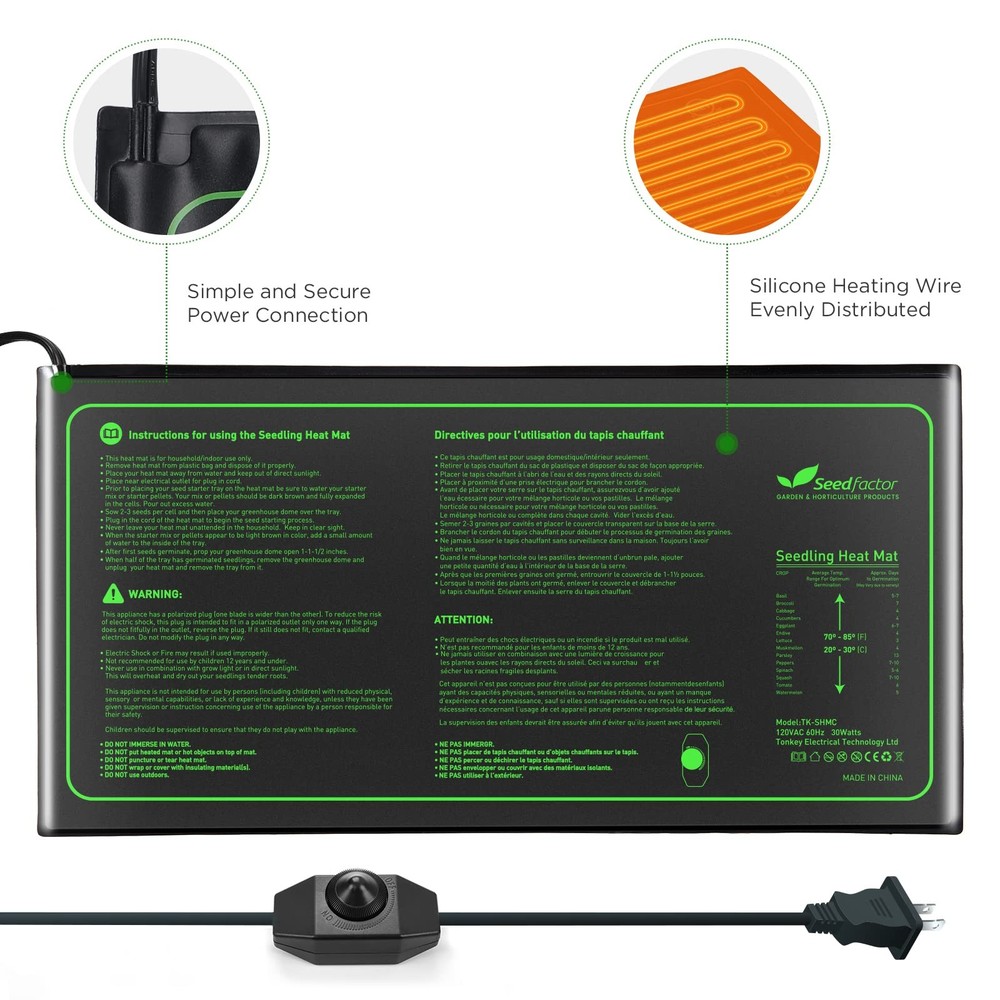 SEEDLING HEAT MAT Adjustable Temperature Waterproof 2 Pack SEEDFACTOR