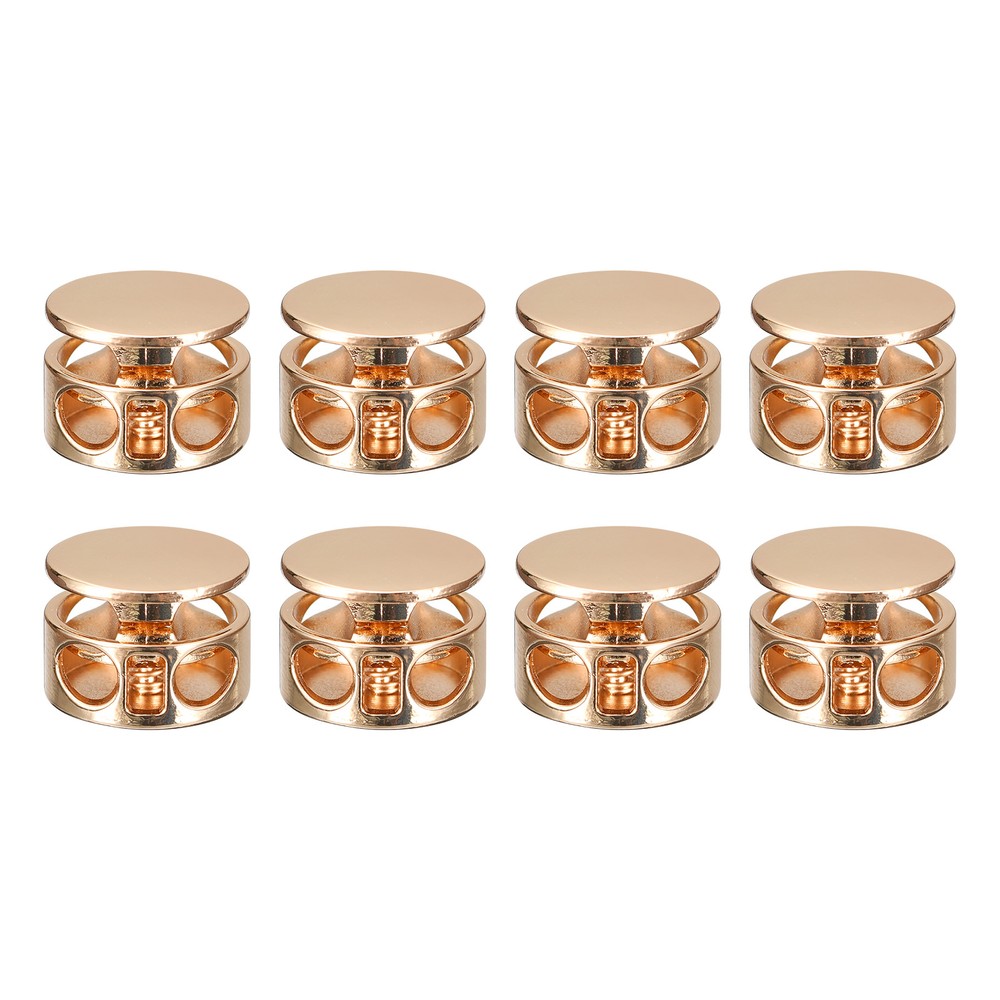 8Pcs Metal Cord Locks 3.5mm Double Hole Toggle Spring Stop Gold