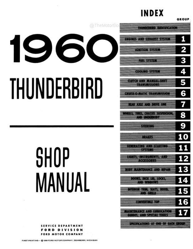 1960 Ford Thunderbird Shop Manual