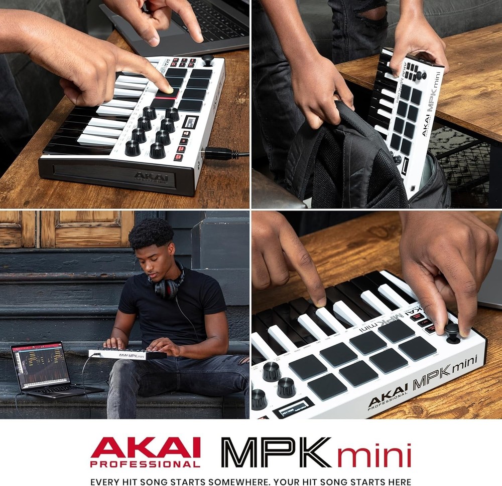 25-Key USB MIDI Keyboard Controller with Drum Pads Knobs Music Production