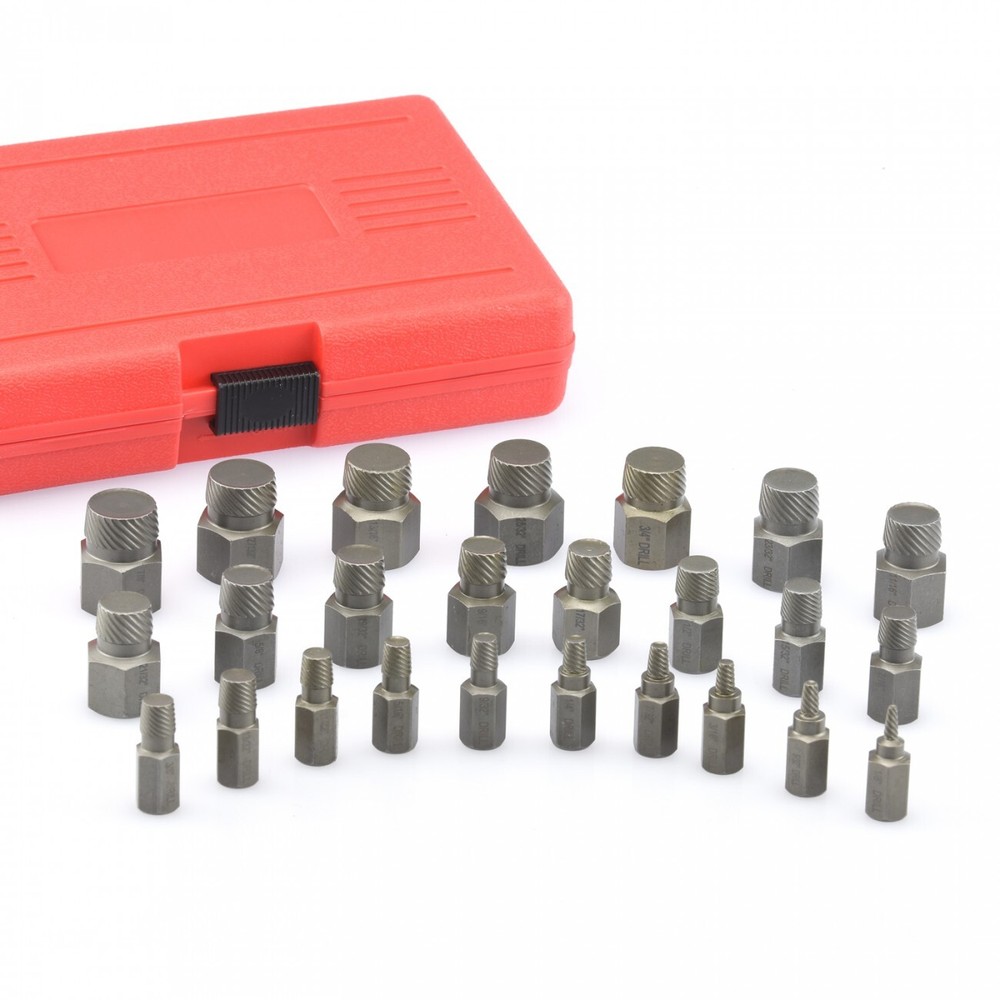 25PC Multi Spline Extractor EZ Out Bolt Extractor CR-MO Remover Broken Studs Scr