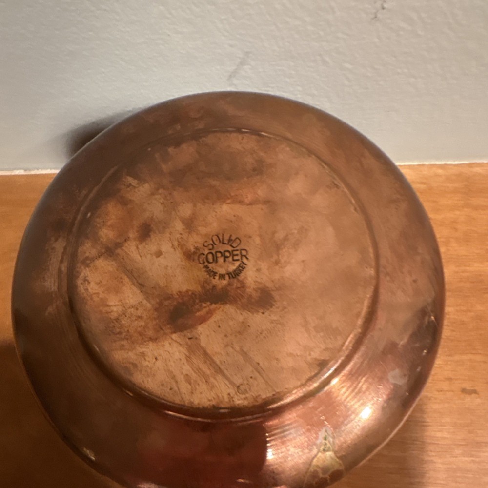 Solid Copper Cup planter with Brass Handle Made in Turkey Hand Hammer