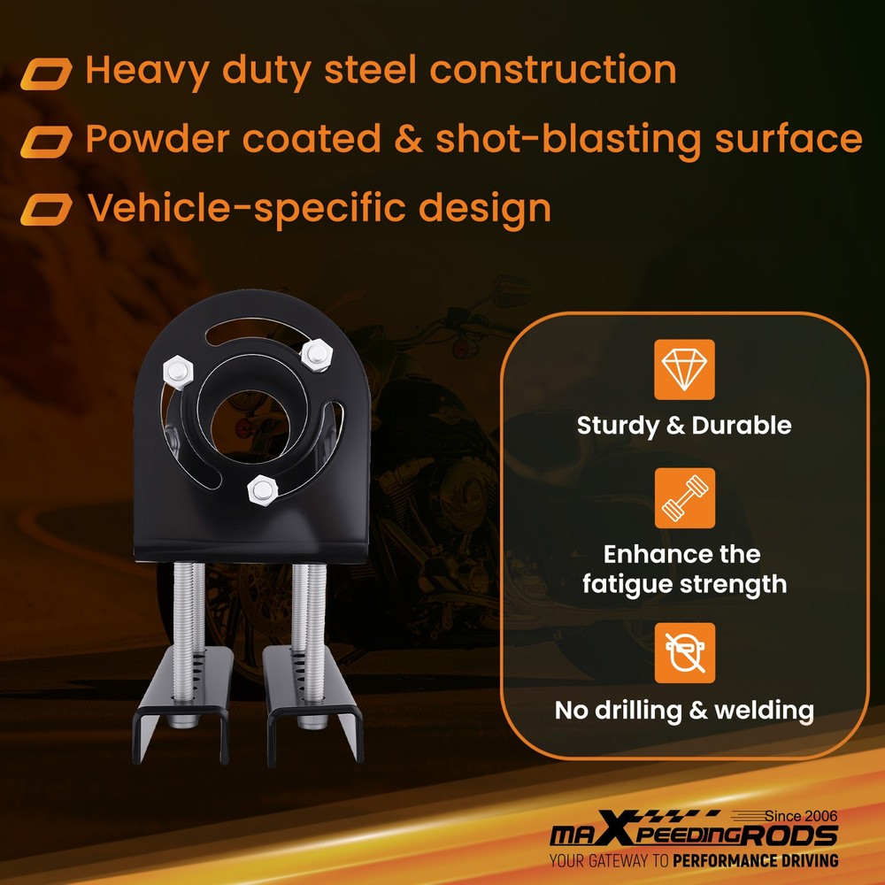 Trailer Jack Support Bracket Kit for A-Frame 3-Bolt Pattern Steel Black