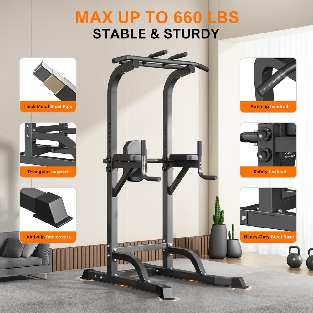 Power Tower Pull up Bar and Dip Station, Multi-Function Home Gym, Strength Train