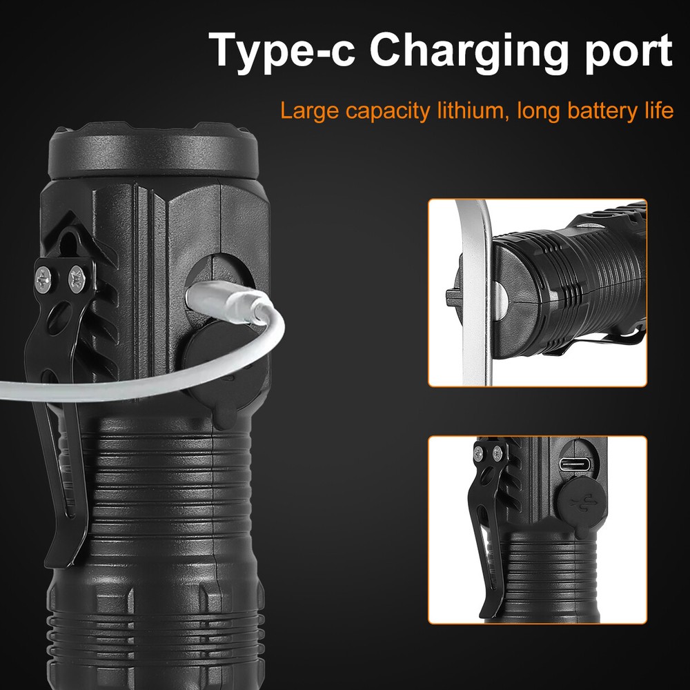 3Pcs Super Bright LED Tactical Military Flashlight Rechargeable Work Light Torch