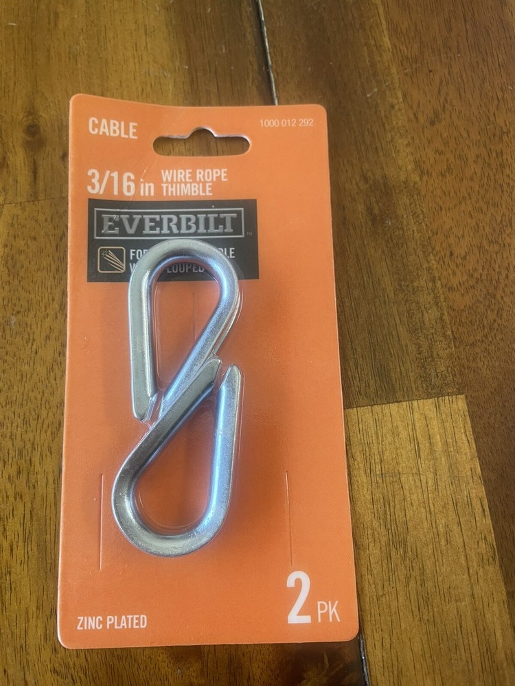 (2-Pk) Everbilt Wire Rope Thimble Zinc Plated 3/16"   NEW