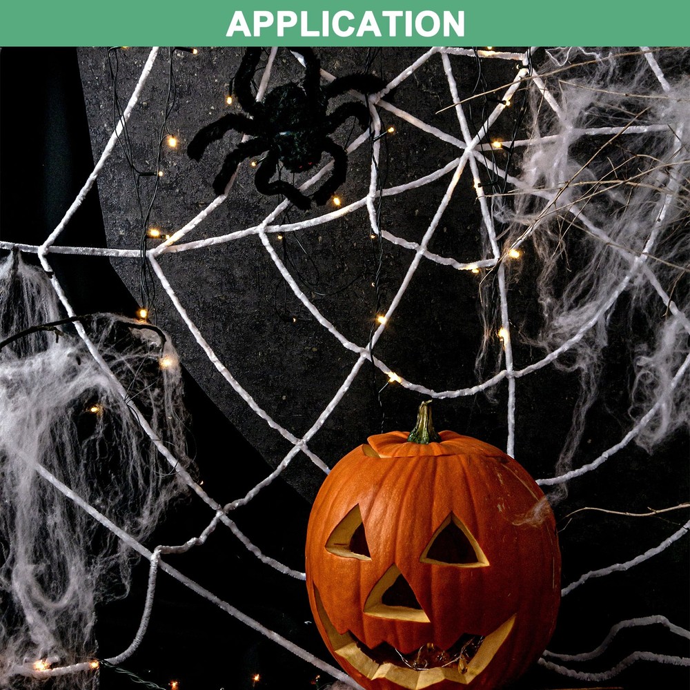 2-Pack Spider Web Decoration, 2.5m White Round Net Cobweb for Halloween Decor