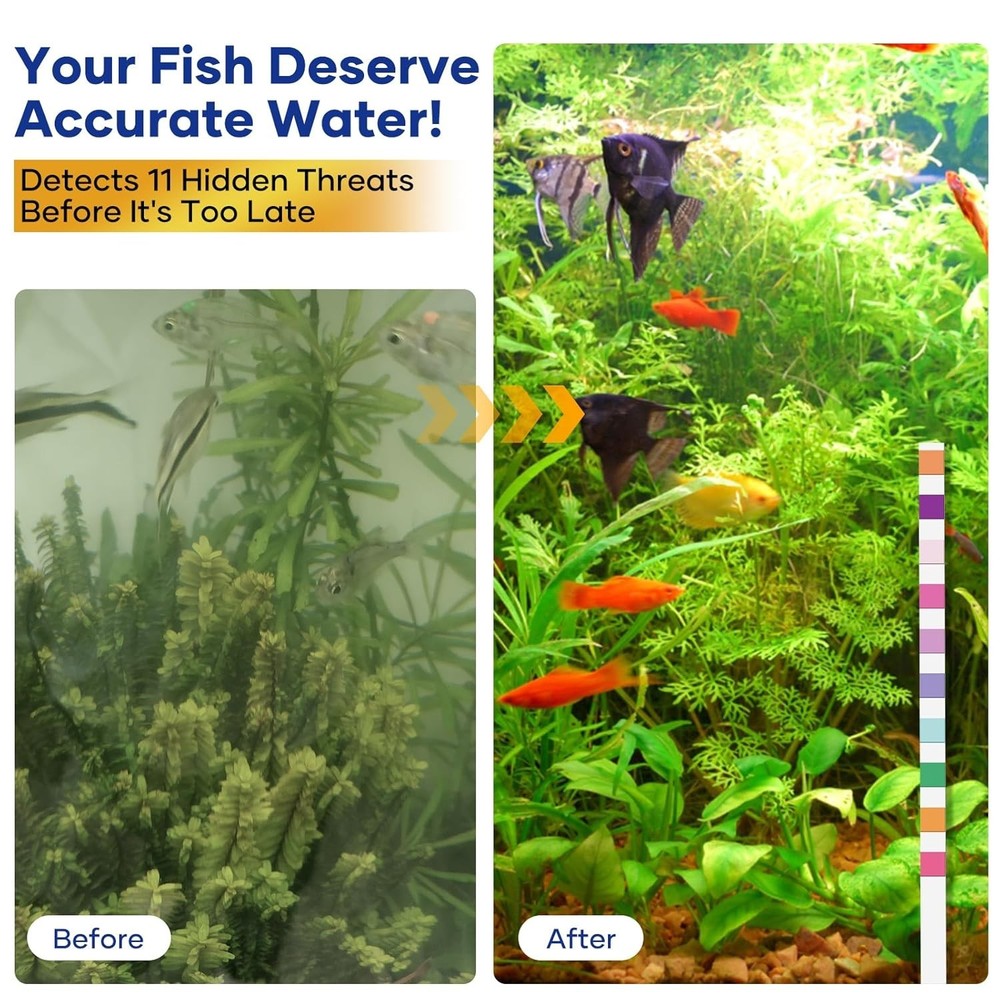 Essential Fish Tank Water Tester - 11 Parameters, 150 Strips & Temperature Check