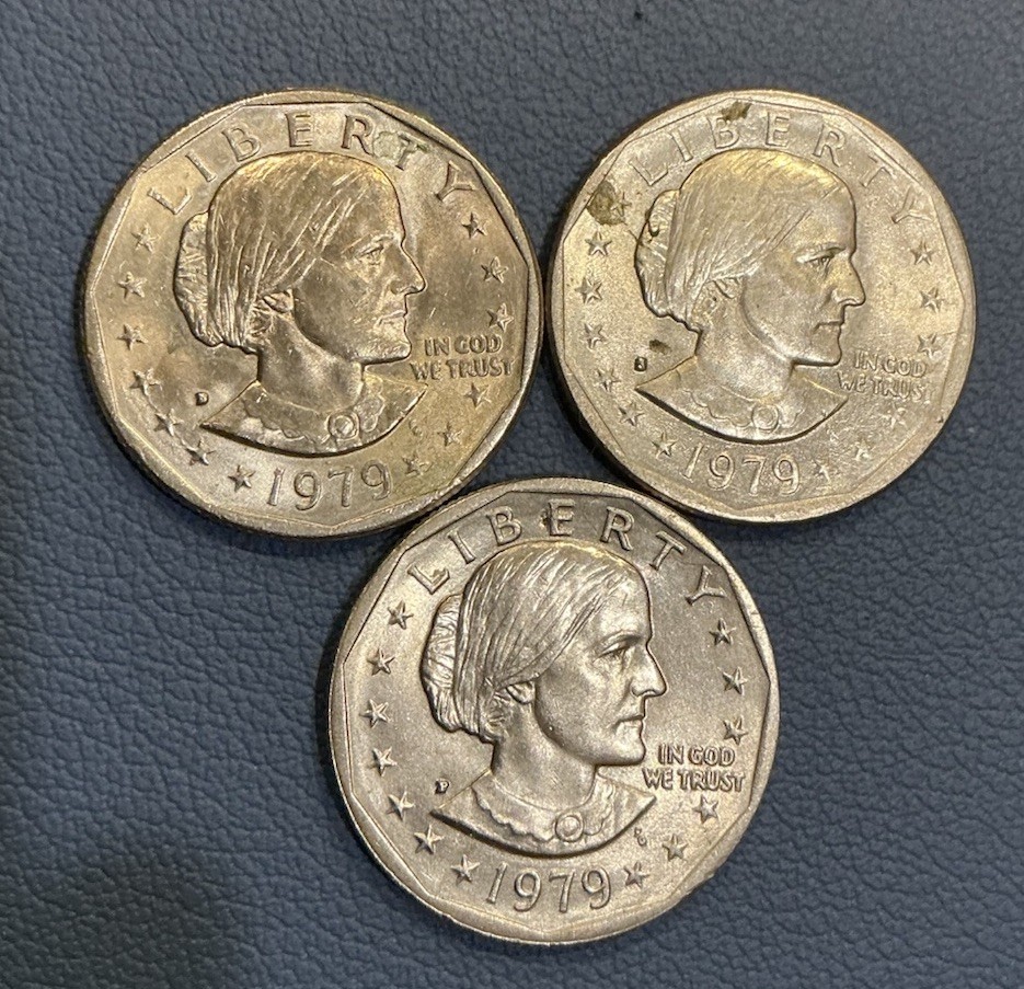 1979-PDS Susan B. Anthony Dollars - All Three Mints - First Year Issued