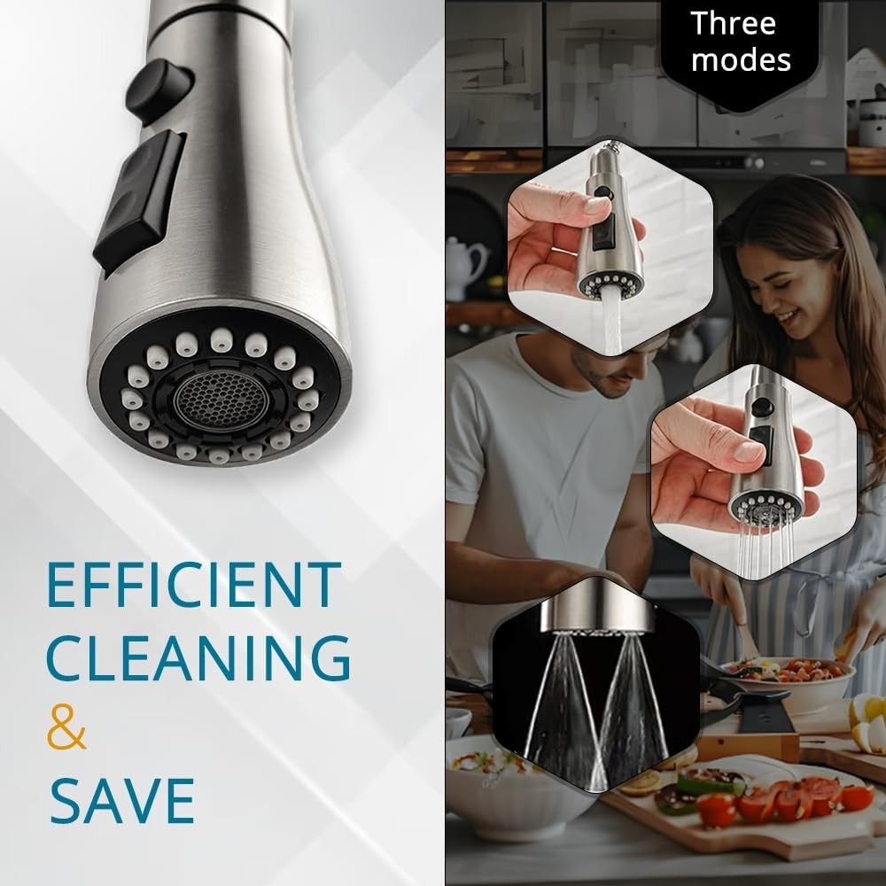 Kitchen Faucet with Pull Down Sprayer Multitask Mode Single Handle High Arc Pull