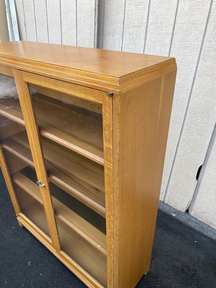 66237 Solid Oak Antique Victorian Bookcase Curio Cabinet