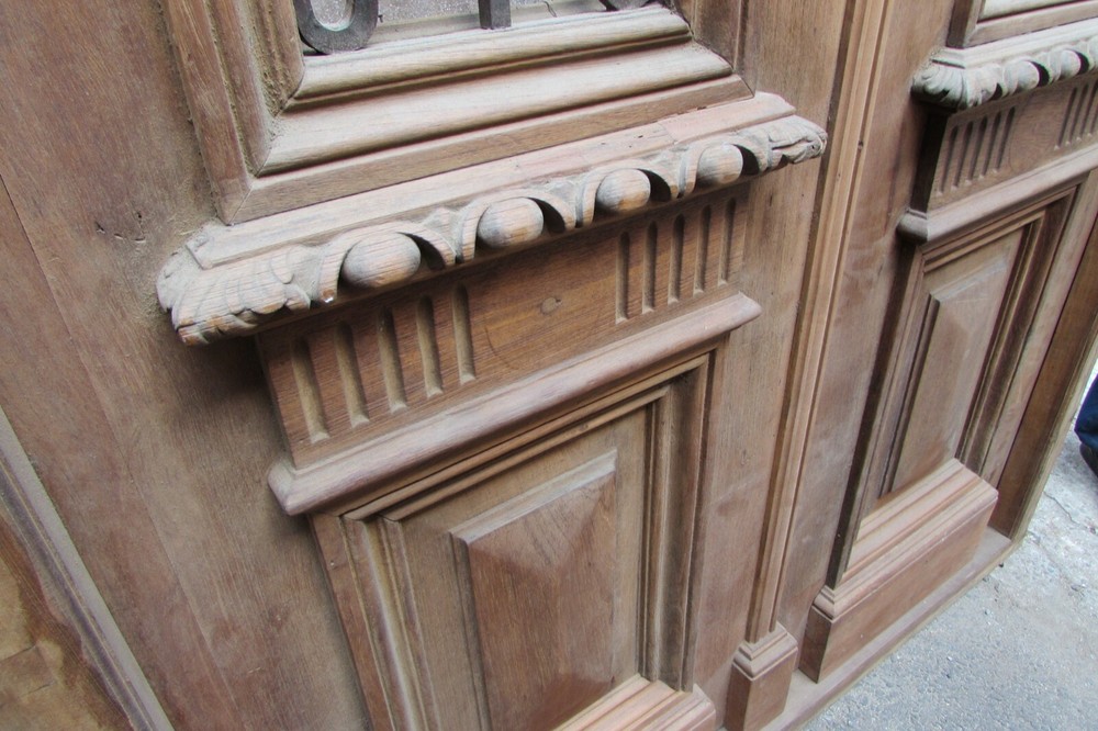 Double antique entry door with iron insert X1798