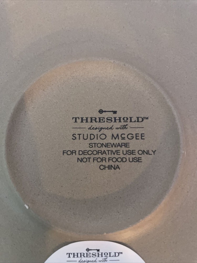 Threshold Studio McGee Round Decorative Box Ceramic Stoneware Storage 4" x 7"