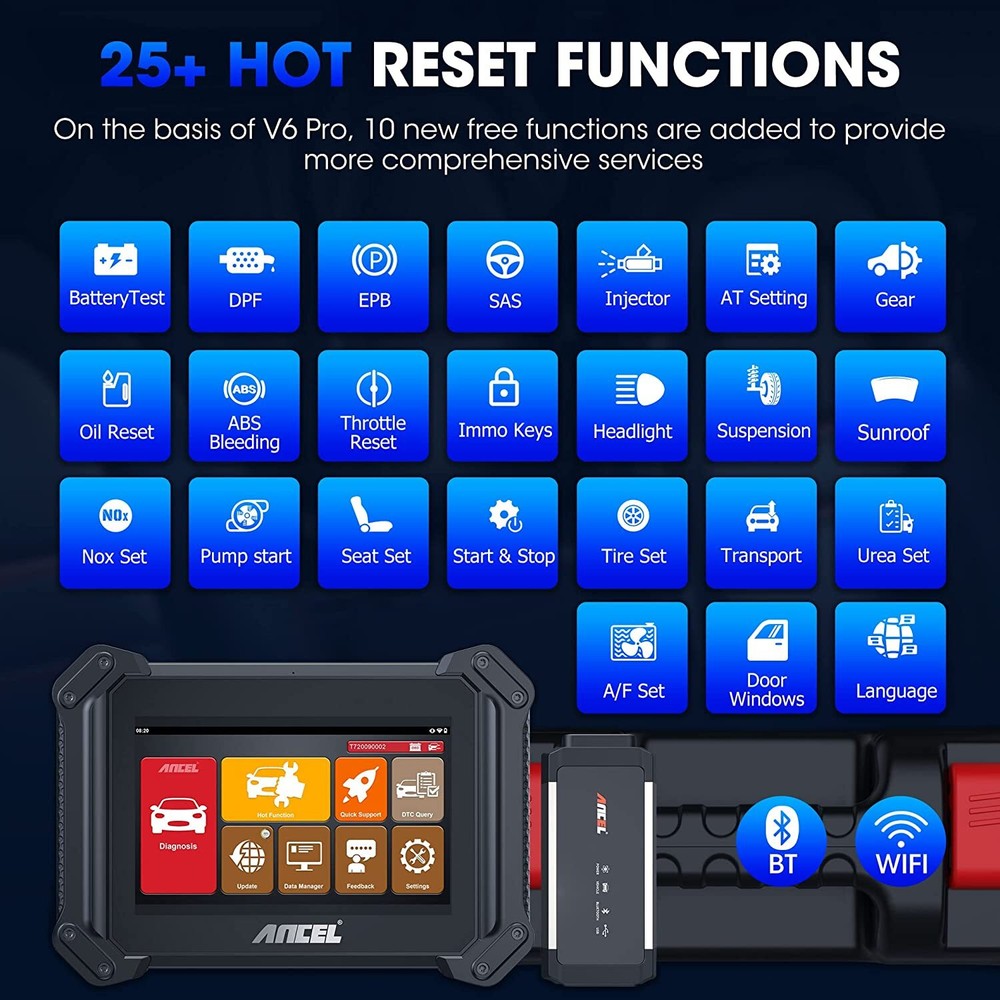 ANCEL V6 PRO+ All Systems Bidirectional OBD2 Scanner Diagnostic Key Programming