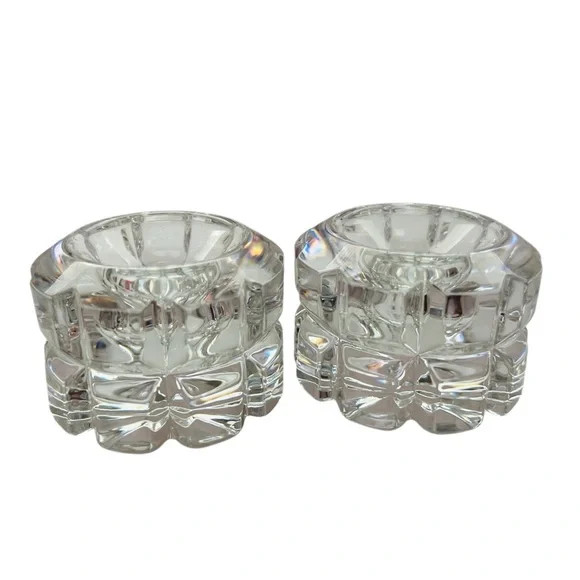 Vintage Crystal Candle Holder Pair