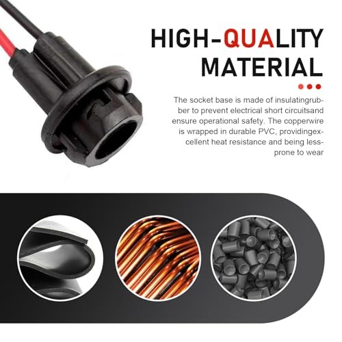 5 PCS 194 Bulb Socket with Wire Pigtail, T10 Instrument Light Socket Adapter,