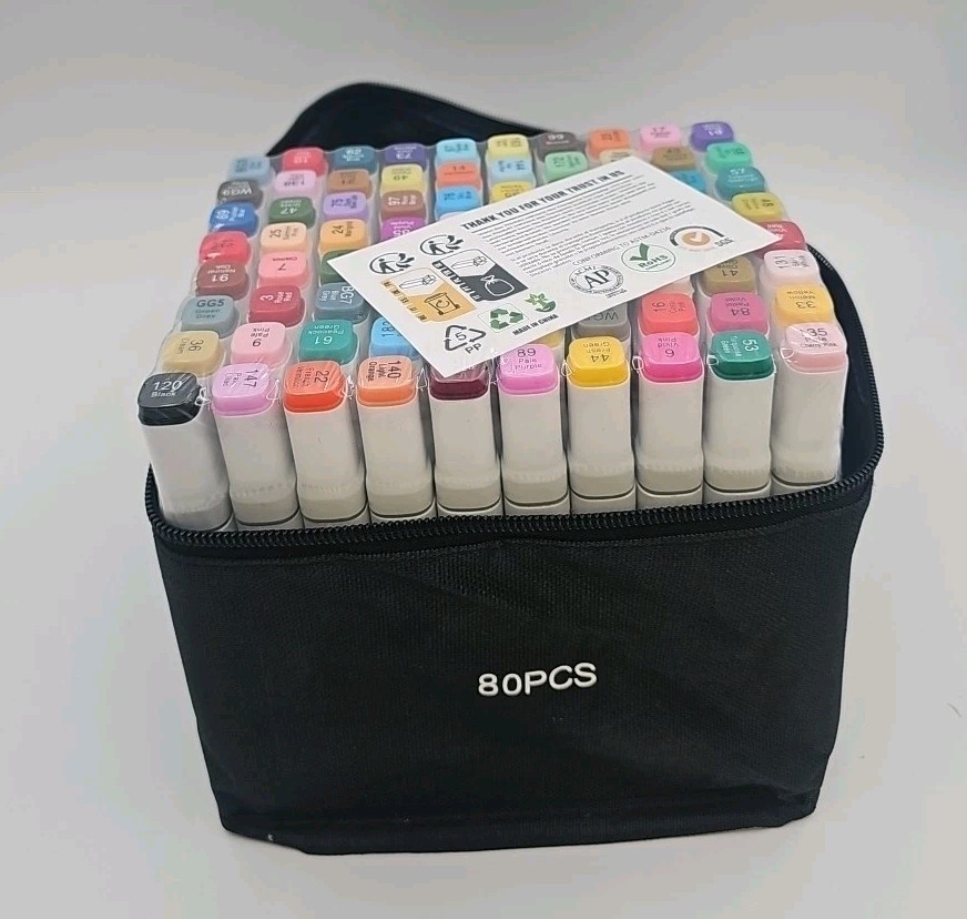 ATOPSTAR 80 Colors Alcohol Markers Set – Dual Tip, White Shell