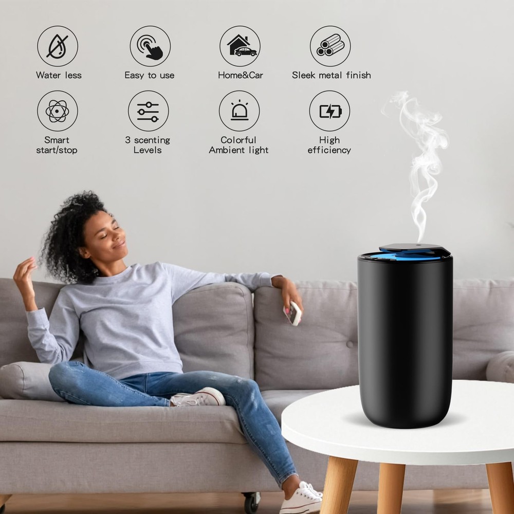 Premium Aluminum Waterless Essential Oil Diffuser for Car & Home - Titanium