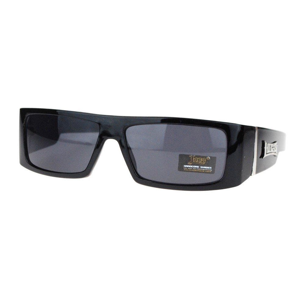 AUTHENTIC LOCS Men's Rectangular Gangster Style Sunglasses BLACK