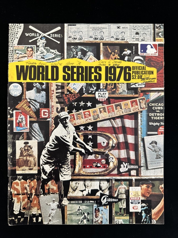 1976 World Series Program Game 3 Reds @ Yankees w/ Yankees Insert - Scored - EX