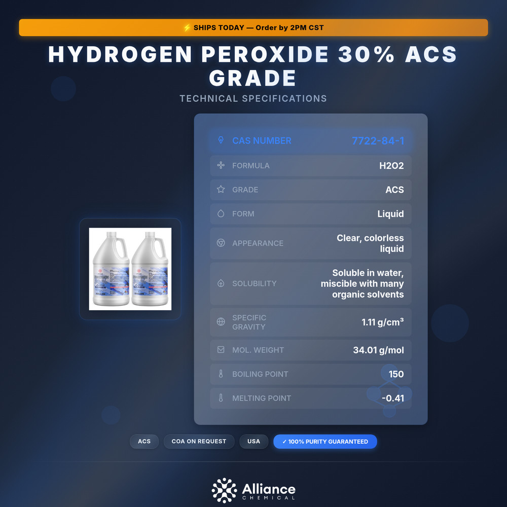 Hydrogen Peroxide 30% ACS Grade - 2 Gallons