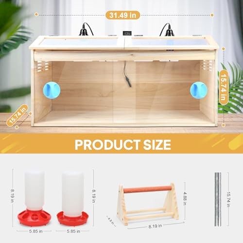 Chick Brooder Box Chick Starter Kit,Large Wooden Brooder Box for Chicks with