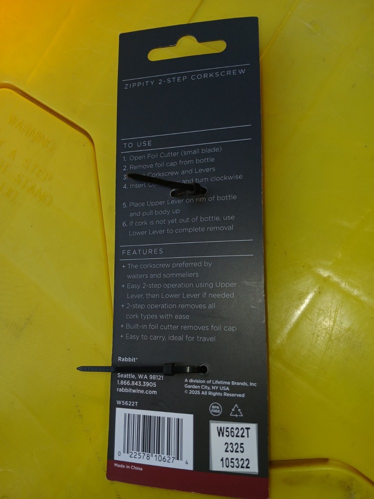 Houdini Zippity Black 2 Step Corkscrew New
