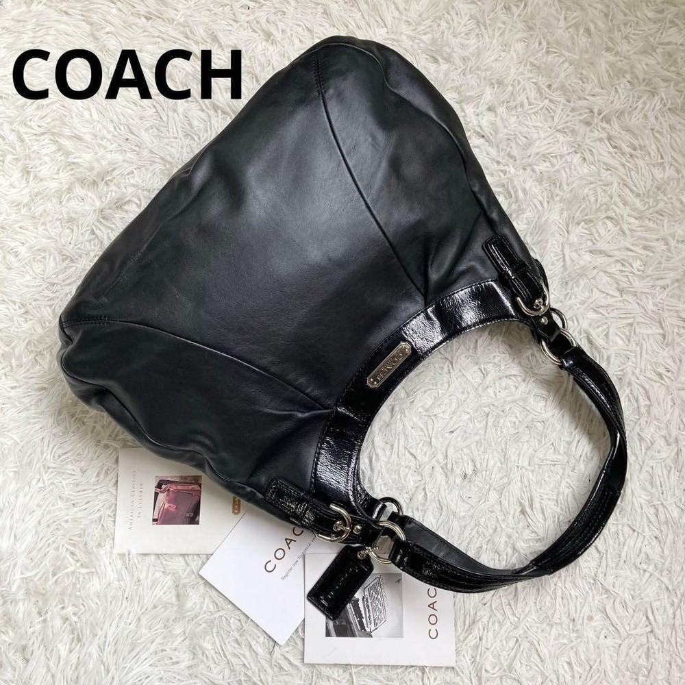 COACH Handbag Black Leather Authentic