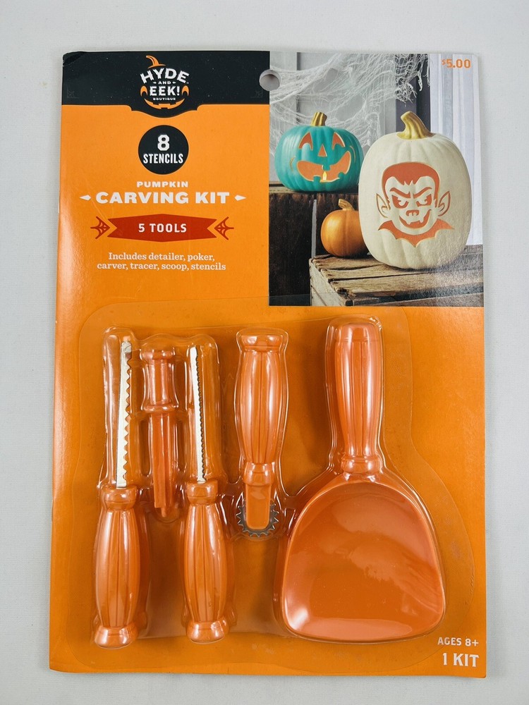 Hyde & Eek! Pumpkin Carving Kit, 8 Stencils, 5 Tools