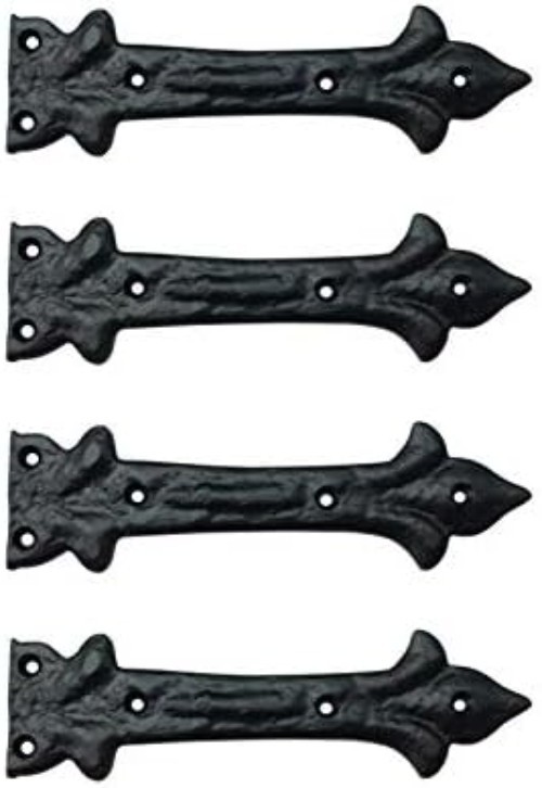 Rustic Cast Iron Hinge 6.5" Decorative Dummy Hinge 4-Pack Matte Black