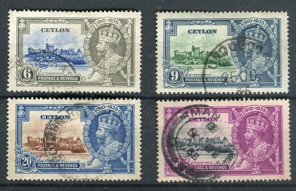 Ceylon KGV 1935 Silver Jubilee SG3379/82 used