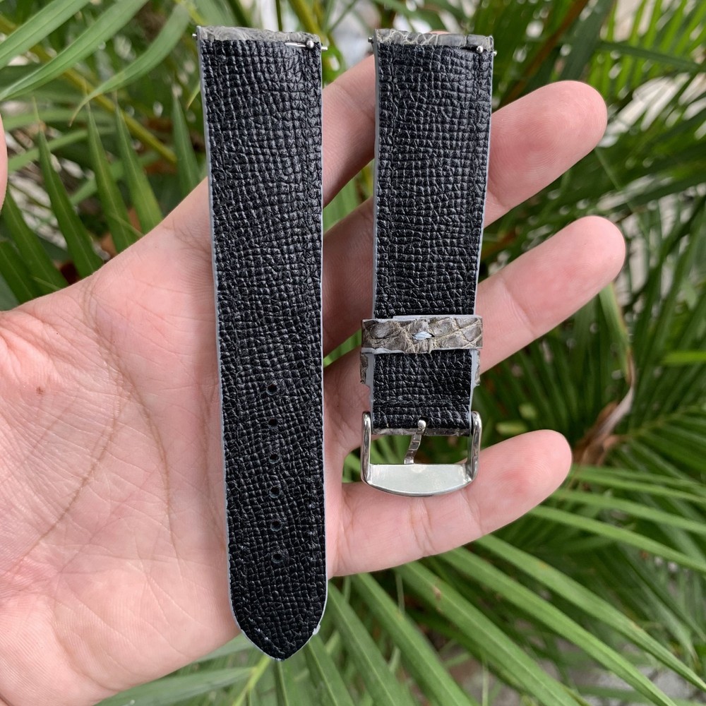 20mm/18mm Gray Quick Release Hornback Leather Watch Strap