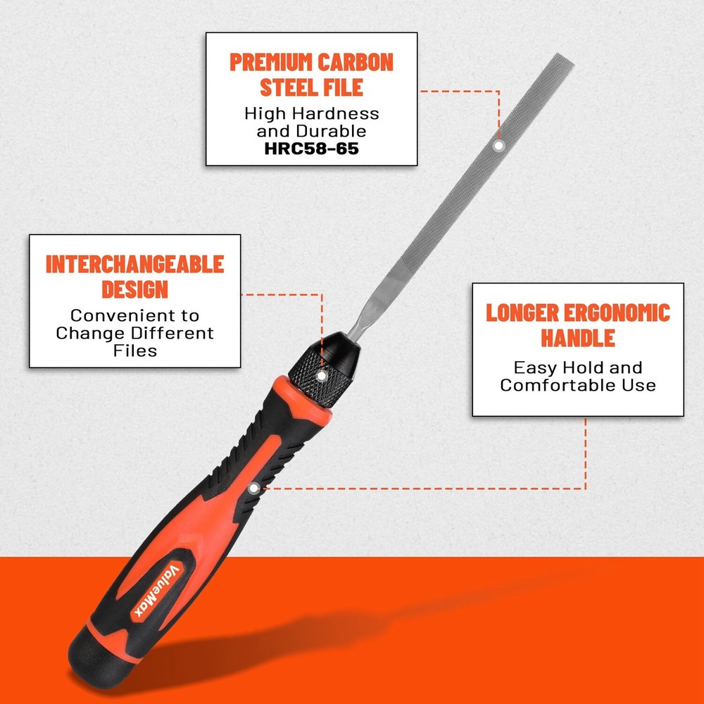 7PCS Interchangeable Needle File Set Triangular File and A Handle Plastic