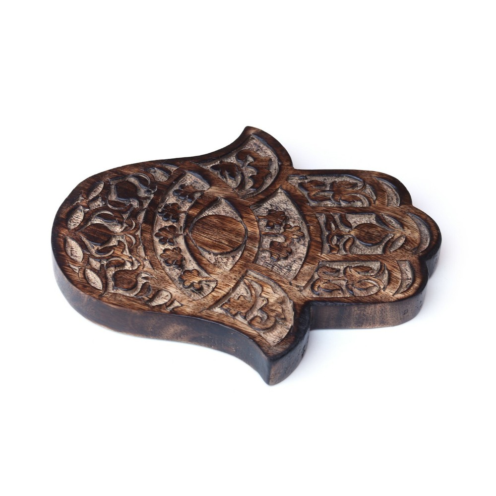 Decor - Wooden Hamsa - Pomegranate 7"x6"