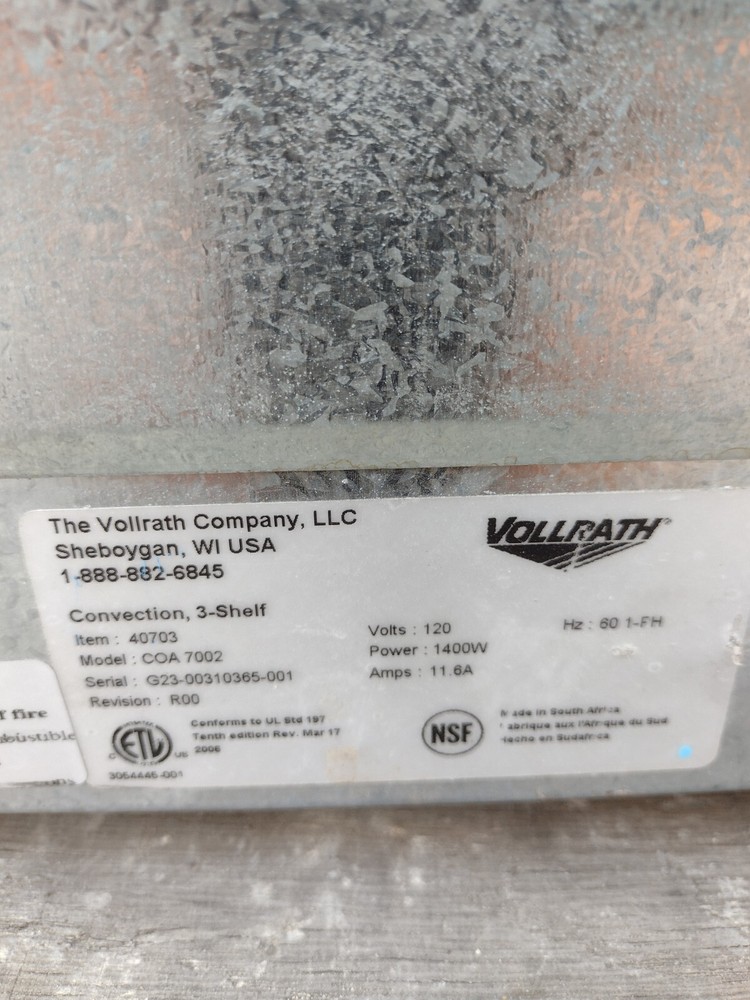 Vollrath convection oven