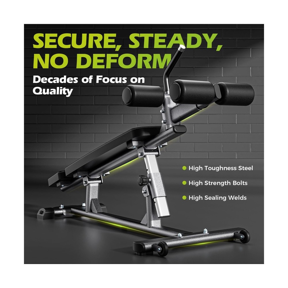 Semi-Commercial Sit-Up Bench with Reverse Crunch Handle for Ab & Core Workout...