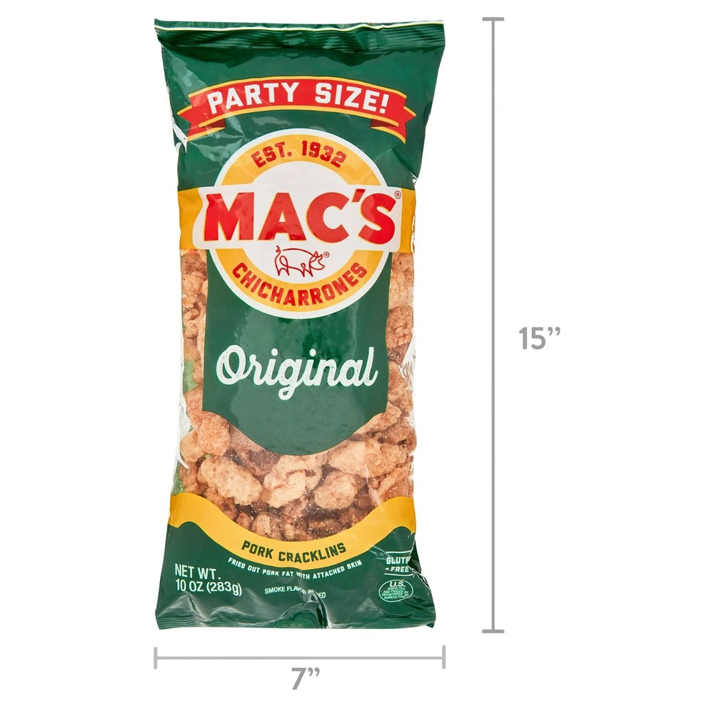 Mac's Chicharrones Original Pork Cracklins, 10 Oz.
