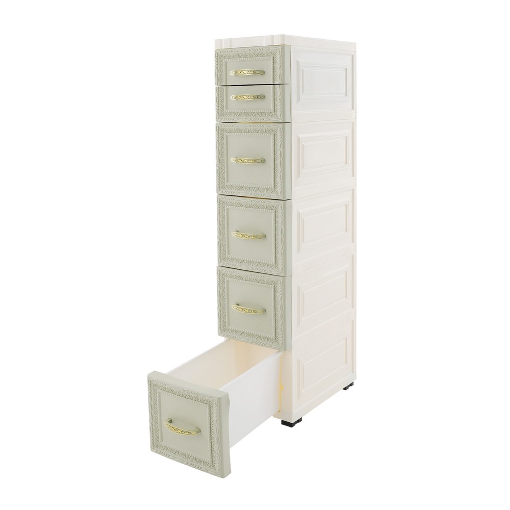5-layer three-dimensional embossed pattern storage cabinet 18x32x84- green, PP.
