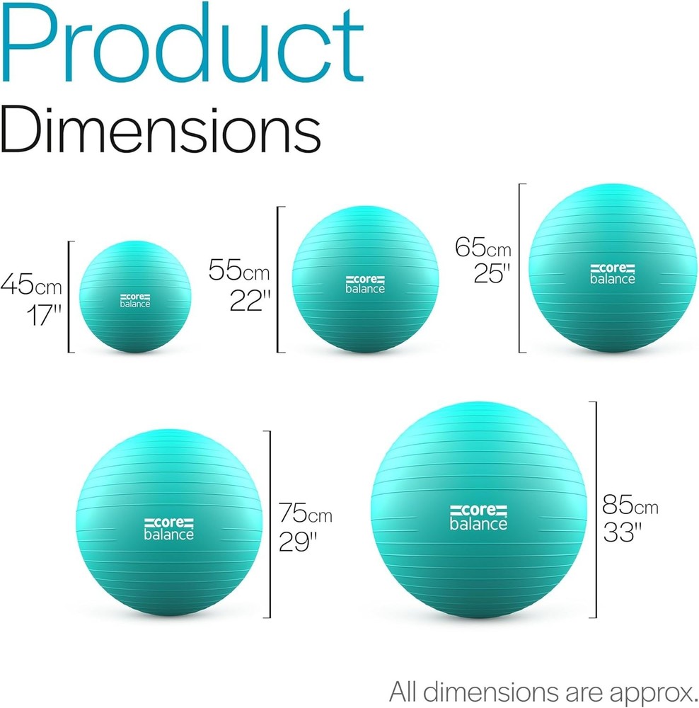 Multi-Size Exercise Ball - Anti-Burst, Slip Resistant, Perfect for All Workouts