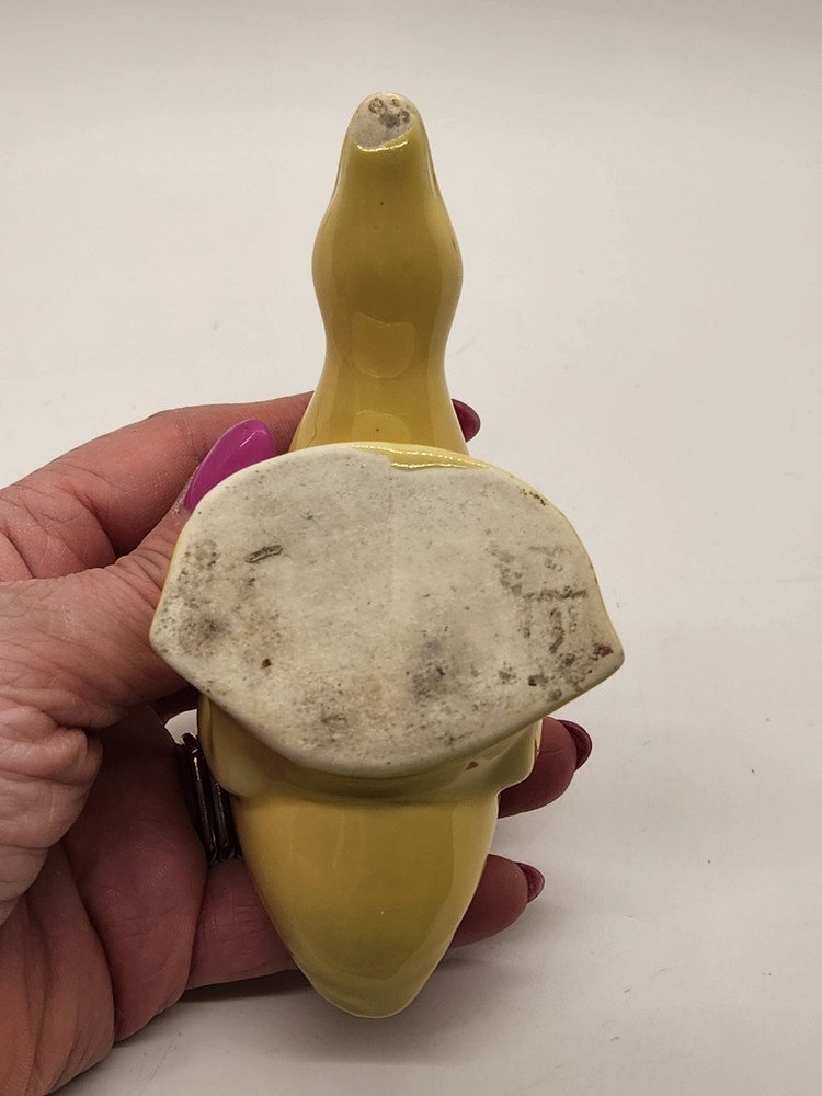 Vintage US Pottery Small Yellow Glaze Duck Planter