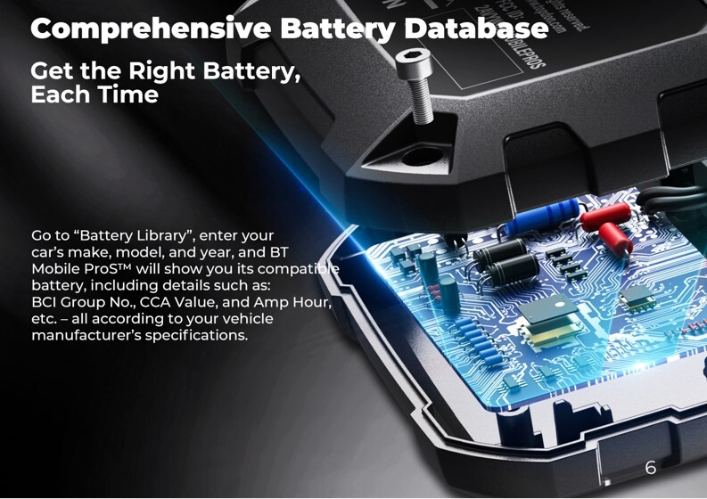 TOPDON BTMobile Pros Bluetooth 12V Battery Tester 100-2000 CCA Load Analyzer App