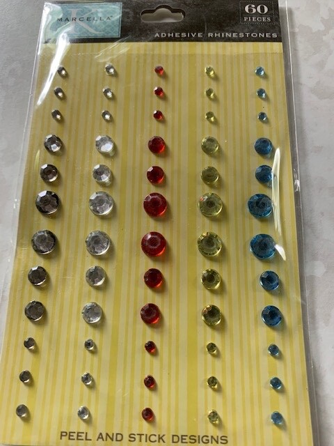 K BY MARCELLA ADHESIVE RHINESTONES DECORATIVE DESIGN MULTI-COLOR-SHAPE-SIZE 60PC