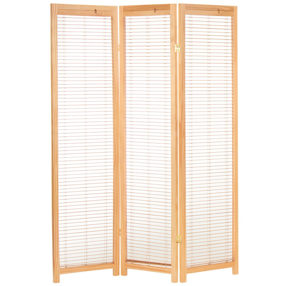 6 ft. Tall Adjustable Shutter Room Divider Natural 3 Panel